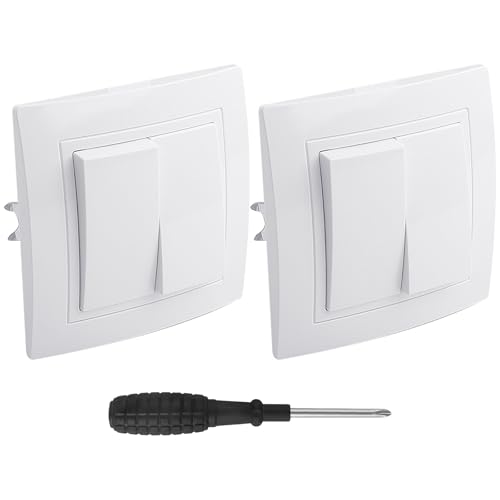 UYUYong 2 Piezas Interruptor Pared Doble Doble Conmutador para Escaleras Bidireccional Interruptores de Serie Empotrado Conmutador Interruptor Pared Pulsador Luz, para Escaleras Dormitorio Corredor
