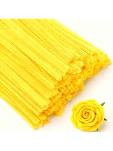 Image of TRAIS-100 PCS Pipe Cleaners, Chenille Stems for Crafts, Fuzzy Craft Pipe Cleaners, Soft Flexible Bendable Sticks for DIY Art Supplies, Kids Crafts, School Projects (100, Yellow)