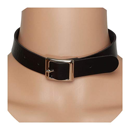 Eigso Women Retro Punk Simple Style Adjustable Leather Choker Collar Buckle Necklace For Biker Spicky #TOP1