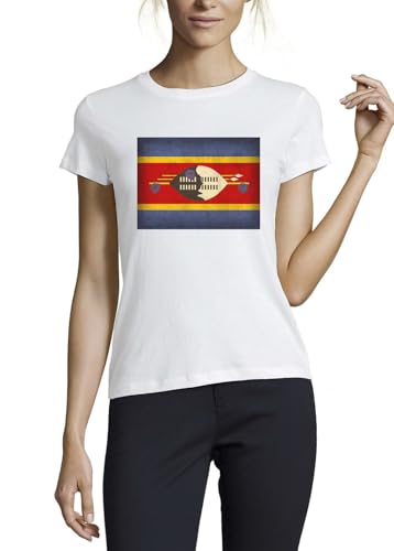 T-shirt coton blanc col rond Swaziland femme coupe premium