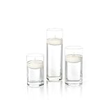 yummi Set of 18 Floating Candles and Cylinder Vases - Ivory