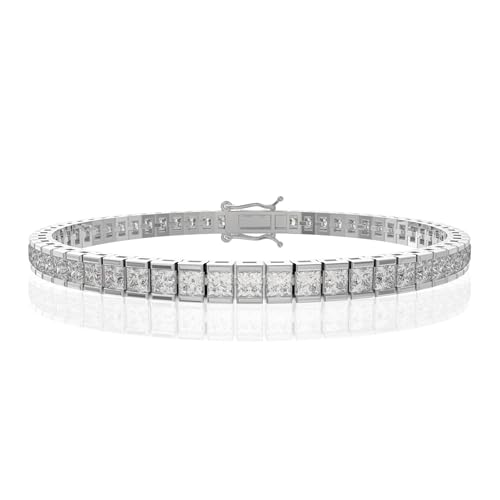 Image of 925 Sterling Silver Adjustable Bracelet for Women | Solitaire Heart Crystal Tennis Design | Elegant Sparkling Daily Wear Jewellery | Stylish Gift for Girls & Women
