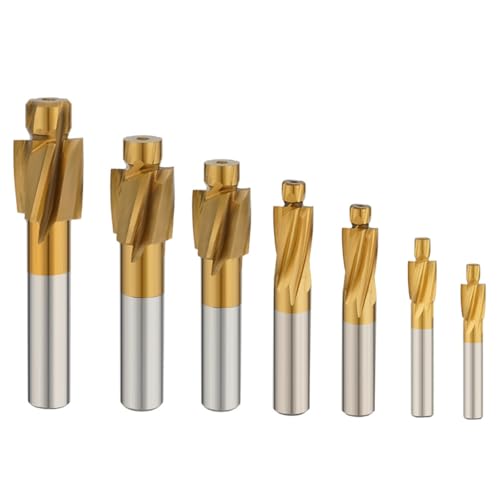 Image of Countersunk Screwdriver Chamfering Tool M35 Countersunk Milling Cutter Titanium Coated Straight Shank Endmills 7PCS