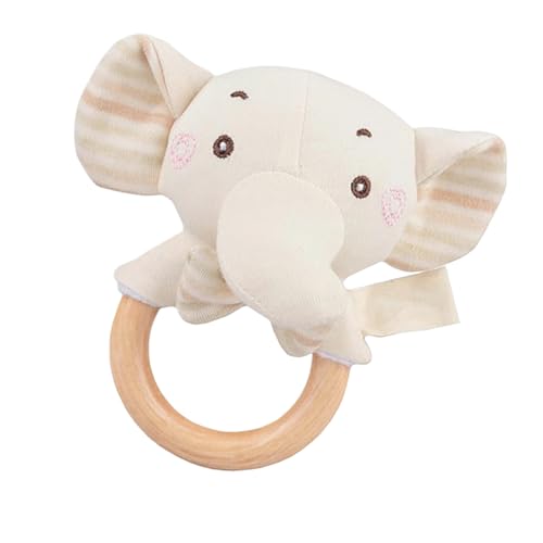 Peluche Sonajero Para Bebé | Suave Sonajero Sensorial Animal - Juguete de Agarre con Forma de Elefante, Oso, Conejo y León para Niños y Bebés