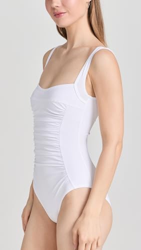 10 Best Bathing Suits with Tummy Control for Women Over 60: Flattering Swimwear for Confidence at Any Age 20 Karla Colletto Women's Basics Square Neck Silent Underwire Tank One Piece with High Back, White, 14