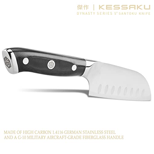 Kessaku 5-Inch Mini Santoku Knife - Dynasty Series - Forged Thyssenkrupp German High Carbon Stainless Steel - G10 Handle With Blade Guard #TOP1