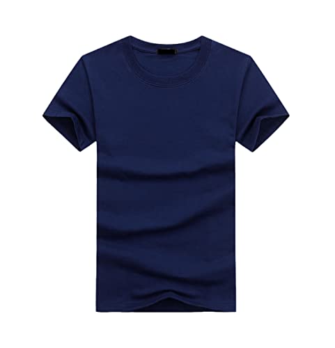 T-shirt homme coton bleu marine col rond taille S confortable
