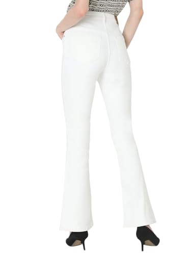 Image of VERO Moda Women High Rise High Waist Bootcut Flared Jeans | Wide Leg Bell Bottom Denim | Stretchy & Stylish Retro Look