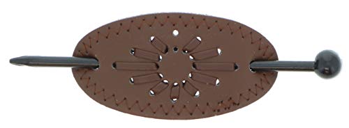 Violet & Virtue Women's Faux Leather Slide Barrette Hair Clip, One Size (Sunburst/Brown)