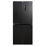 Russell Hobbs Freestanding 4 Door American Fridge Freezer 421 Litre in Black Steel, Total No Frost, 271L Fridge & 150L Freezer, with LED Display, RH180A4FF802E1BS