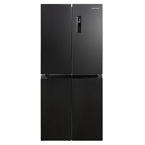 Russell Hobbs Freestanding 4 Door American Fridge Freezer 421 Litre in Black Steel, Total No Frost, 271L Fridge & 150L Freezer, with LED Display, RH180A4FF802E1BS