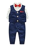 3 Stück Toddle Boys Revers Halsumfang Langärmliges Hemd und einreihiges Weste- und Hosen-Set mit V-Ausschnitt