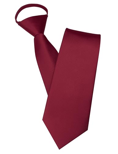 JEMYGINS Burgundy Pre-tied Tie Adjustable Zipper Necktie for Business and Wedding (3)