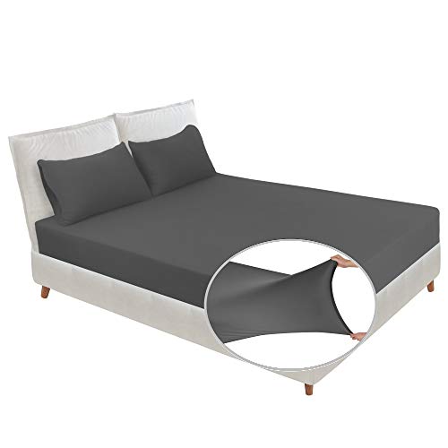 Soft Stretch Full Fitted Sheet & 2 Pillowcases Set(No Flat Sheet) - Jersey Knit & T-Shirt Feel Microfiber, Super Stretchy & Stay Put for Mattress (Deep: 5 Soft Stretch Full Fitted Sheet & 2 Pillowcases Set(No Flat Sheet) - Jersey Knit & T-Shirt Feel Microfiber, Super Stretchy & Stay Put for Mattress (Deep: 5