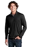 SPORT-TEK Unisex PosiCharge Competitor Quarter Zip Pullover | Light Jacket for Men & Women, Spring Workout Jacket Black