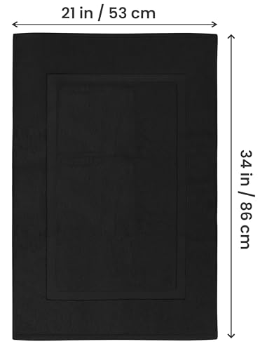 Utopia Towels Cotton Banded Rug, Bath Mats, Not a Bathroom Rug, 21 by 34 Inches, 100% Ring Spun Cotton, Highly Absorbent Shower Bathroom Floor Mat, Black, 2 Pack