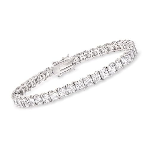 Ross-Simons 16.00 ct. t.w. Princess-Cut CZ Tennis Bracelet in Sterling Silver