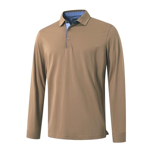 Image of Men's Business Long and Short Sleeve Polo Shirts Mercerized Cotton Blend Casual Stylish Collared Shirts