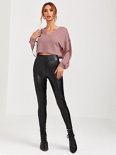 Image of Zilcon Women's Waffle Summer Tops Dressy Casual V Neck Long Sleeve Loose Crop Tunic Tops