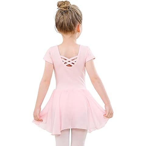 Vestido de Ballet para Niñas Manga Corta Maillot de Danza con Falda de Gasa Cover
