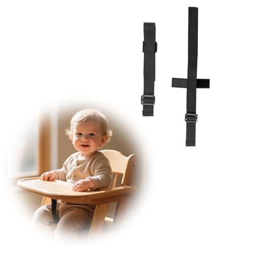 Hauck Hochstuhl Gurt, Hauck Alpha Plus ZubehöR, Schrittgurt Und Gurtschoner Set FüR Hochstuhl BüGel Riemen Gurt Kinderhochstuhl Safety, Kinderkaft,Gurtriemen FrontbüGel, 2 StüCk(in Schwarz）