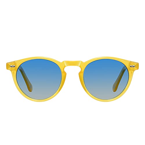 H HELMUT JUST Gafas De Sol Mujer Hombre Retro Redondas Polarizadas Conducir Tr90 Y Acetato HJ1011