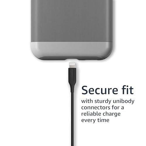 Image of Amazon Basics New Release ABS USB-A to Lightning Cable Cord, MFi Certified Charger for Apple iPhone, iPad,Black, 1-Ft