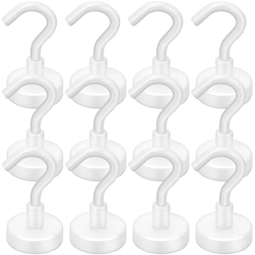 Image of LOVIMAG Magnetic Hooks, Cruise Essentials 2026, 12 Pack-30LBS | Heavy Duty Strong Magnet Hook for Cruise Cabin, Refrigerator Fridge, Ship, Classroom, Kitchen Grills, White