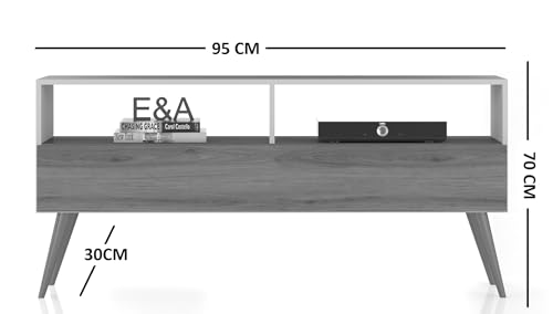 Rack Bancada E&a Tv 43 Pol. Sala Com Pes Retro 1 Gaveteiro (Nature/OFF)
