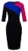 HOMEYEE Women's Elegant Patchwork Half Sleeve Business Bodycon Pencil Dress 449 (10, Pink + Blue + Black)