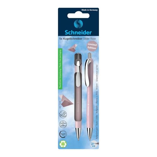 Schneider Limited Edition Slider Rave, XB (Extra Broad) Ballpoint Pen, Refillable + Retractable, 1.4 mm, Pearl Barrel, Blue Ink, Blister Pack of 1 Pen (73266)