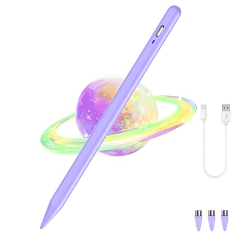 Stylus Pen for Android Tablet, Tablet Pencil for iOS/Android,Rechargeable Active Stylus Pen for iPhone/Samsung/XiaoMi/Huawei/Vivo/Lenovo and Other Android Smartphones and Tablet-Purple