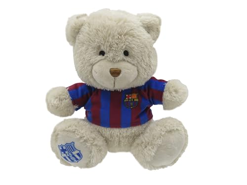 CyP Brands- FC Barcelona, Osito de Peluche, Peluche, 20 cm, Juguetes, Oso con Camiseta, Fútbol, Color Beige, Producto Oficial
