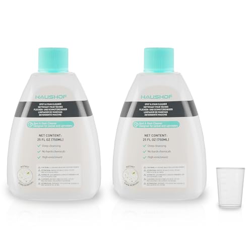 HAUSHOF Detergente para Alfombras y Tapicería, 2 x 750 ml Limpiador de Manchas para Aspiradoras de Alfombras y Tapicería, Apto para Sofás, Coches y Muebles Tapizados