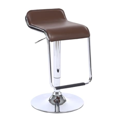 Taburetes de bar modernos de cuero con reposapiés de respaldo bajo y altura ajustable, elegantes taburetes altos para cocina y bar (marrón)