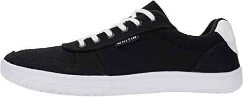 Whitin Fashion Wide Toe Box Barefoot Shoes For Men Canvas Minimalist Minimus Zero Drop Sole Sneakers Size 7 7W Width Flat Gym Breathable Trail Road Running Black White 40 #TOP2