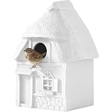 Bird House for Outside Clearance, Bird House for Outside, Composite Material Wren House, Water Proof Wall Tree Window Multi-moutable for Viewing Inside, 10 Years Performance, White 1.25' Hole