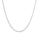 Kuzzoi Chaîne gourmette pour homme (2 mm) pour pendentif   Chaîne massive pour homme ou ami   Chaîne robuste en argent sterling 925   Longueur 50 60 cm., Argent sterling