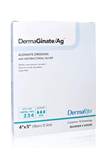 Dermarite Industries Deracinate Ag Silver Alginate, 4 X 5, 10 Count miniatura 1