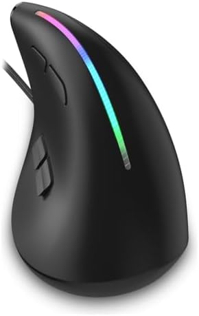 Mouse Óptico Vertical Ergonômico Com Led Usb Dpi 12800 D7