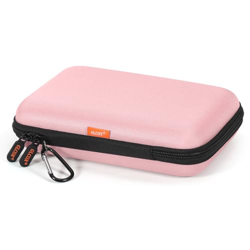 GLCON - Gentle-Pink Hard Shell Carrying Case for External Hard Drive, Hard Disk, Power Bank, Charger, Cable, Tool, Electronic Accessories - Large Storage Pouch Portable Travel Bag Case for Women Girls Lady