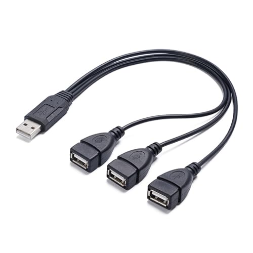 GKYQVE Cable divisor USB macho a tres hembra, cable adaptador USB 2.0 para conectar múltiples dispositivos, impresoras, cámaras y dispositivos