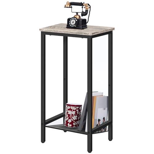 HOOBRO Mesa Auxiliar Alta, Mesita de Noche, Mesita de Teléfono de Estilo Industrial con Estante Metálico Ajustable, Adecuada para, Pasillos de Oficinas, Salas de Estar, Greige EBG03DH01 - imagen 9