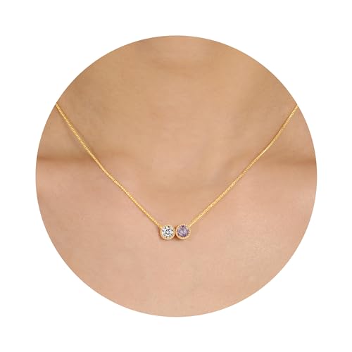 Sistble Mothers Day Gifts for Women, Birthday Gifts for Teen Gold Birthstone Necklace Crystal Necklaces for Women April June Birth Stones Birthday Gift Ideas Jewelry for Her