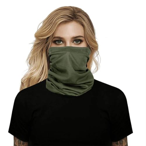 Coyote Brown Neck Gaiter, tan face mask bandanas men cooling summer, half face covering women (1pc Coyote Brown & 1pc army green)4