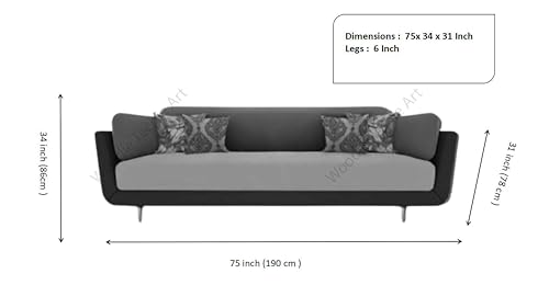 Image of Black Wood Modern Mid Century Velvet 3 Seater Sofa with Three Colour Shade with Extended Warranty for Bedroom, Living Room, Dining Room (Grey Brown Turquoise, 3 Seater)