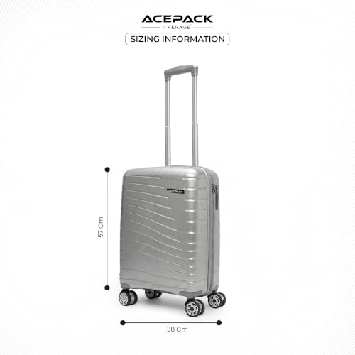 Image of ACEPACK By Verage - STARLINK Unbreakable Hard Side Polypropylene Luggage Small Cabin 41L | Lightweight Suitcase Set with 360 Silent Spinner Wheels, Number Lock, Telescopic Handle & 3 Year Warranty