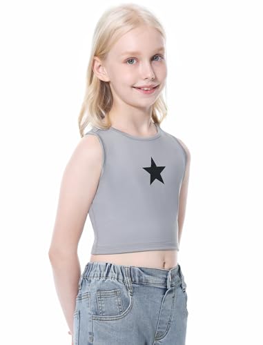 Image of EXARUS Girls Crop Tank Top Dance Hip Hop Outfits Cheer Cropped Top | Kids Tween Youth Summer Athletic Dance Convention Fitted Gymnastics Sleeveless Clothes