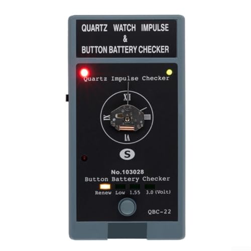 Probador de reloj de movimiento de cuarzo QBC22 para pruebas precisas de relojes de cuarzo y 1 batería de botón de 5 V 3 V con pantalla de voltaje fácil