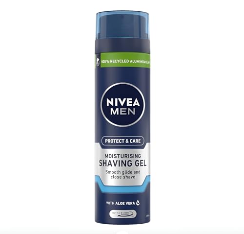 NIVEA Men Beard Skin Face Shaving Protect & Care - Gel hidratante para afeitar, 200 ml, fórmula hidratante enriquecida con aloe vera y provitamina B5 (pack de 4)